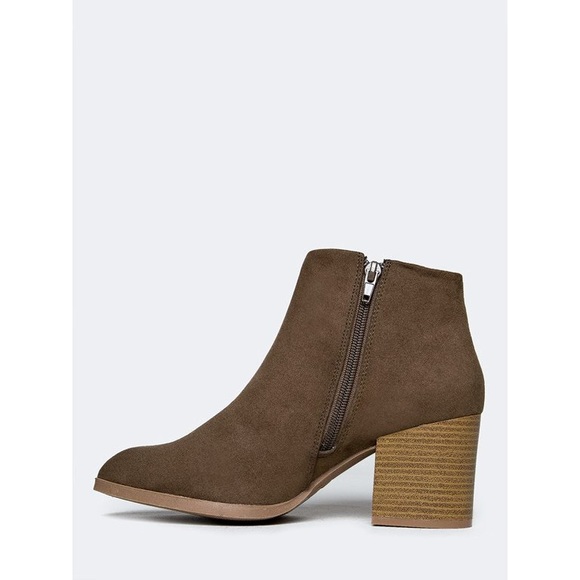 Women CutOut Bootie Lace Up Slip On High Heel Platform Ankle Khaki BRAND NEW✔️ - Picture 8 of 11